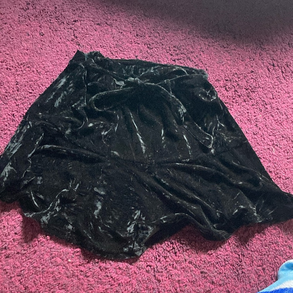 Black Velvet Skirt with Tie Waist